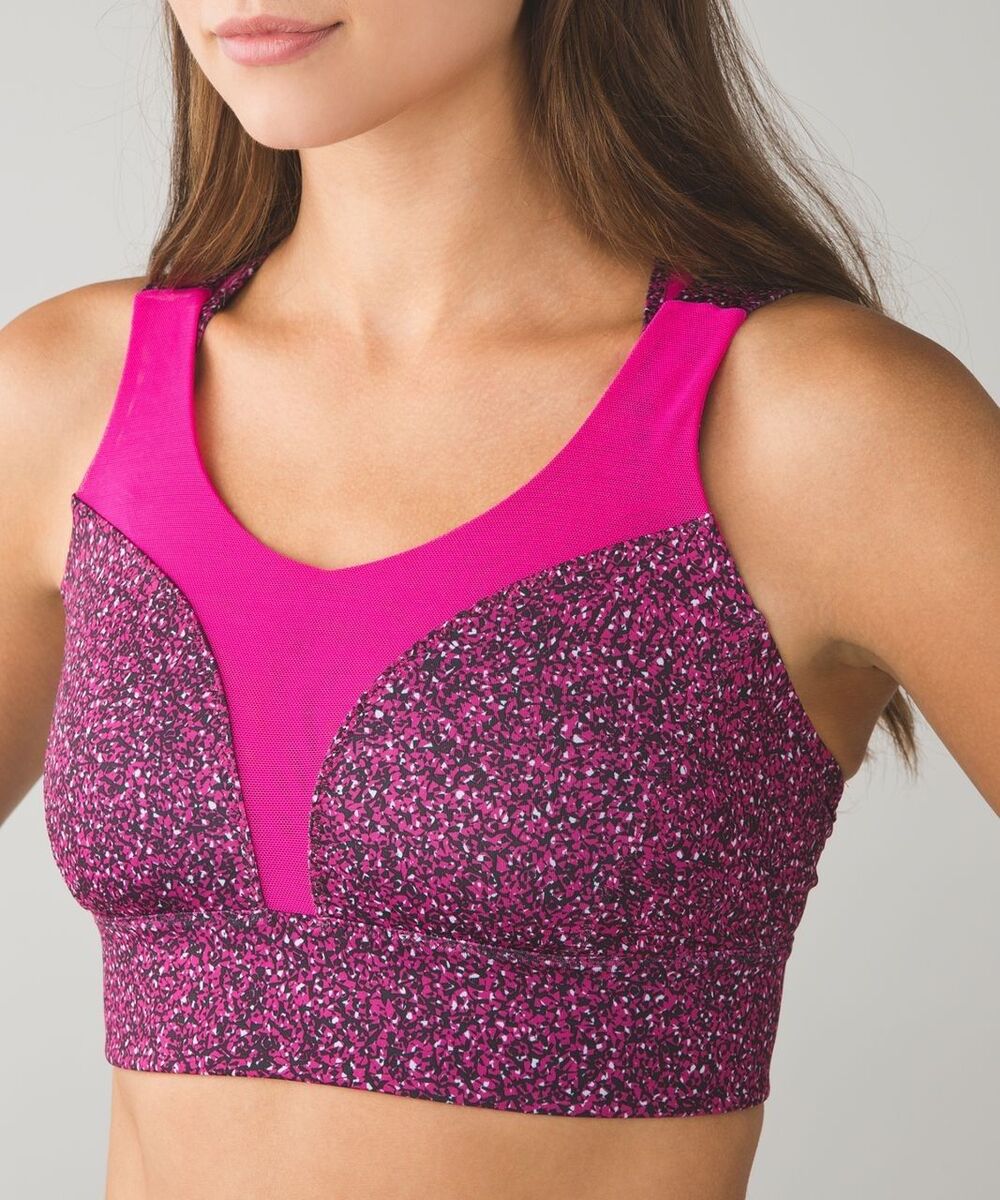 Lululemon Oxygen Sports Bra Magenta Pink Sz 6 30-32 Adjustable Medium Support